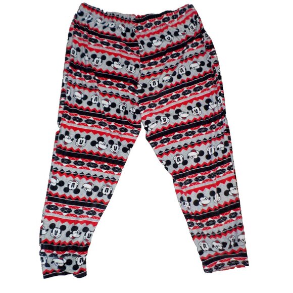 Disney Mickey Mouse Soft Fleece Cuffed Pants Stretchy Sleepwear XL 16/18 - Picture 3 of 4
